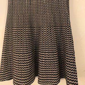 Max Studio Flared Stretchy Knit Jacquard Skater Mini Sweater Skirt